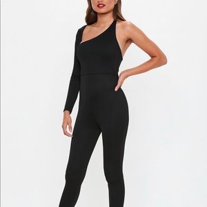 Brand new all black one sleeve jumpsuit